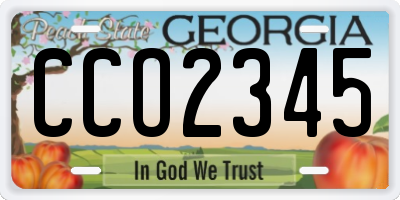 GA license plate CCO2345