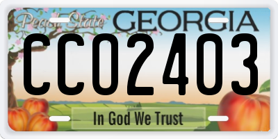 GA license plate CCO2403