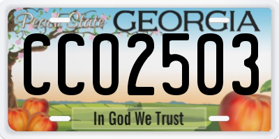 GA license plate CCO2503