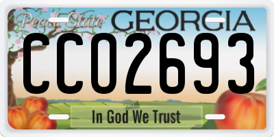 GA license plate CCO2693