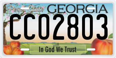 GA license plate CCO2803