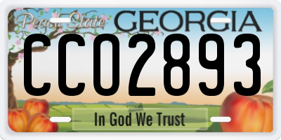 GA license plate CCO2893