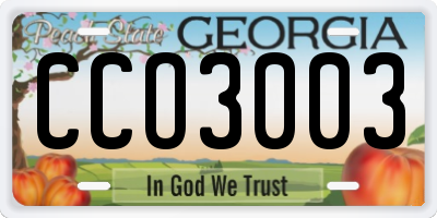 GA license plate CCO3003