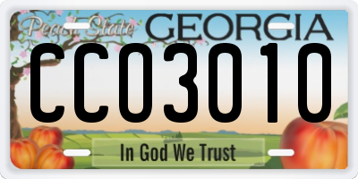 GA license plate CCO3010