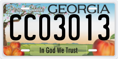 GA license plate CCO3013