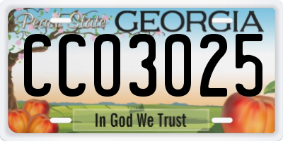 GA license plate CCO3025