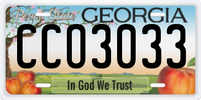 GA license plate CCO3033