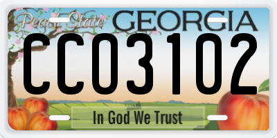 GA license plate CCO3102