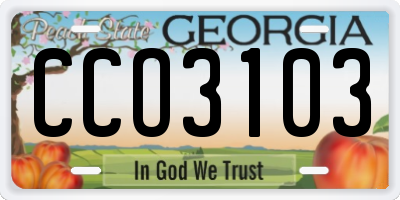 GA license plate CCO3103
