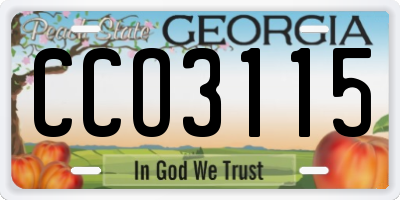 GA license plate CCO3115