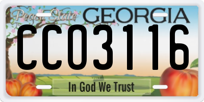 GA license plate CCO3116