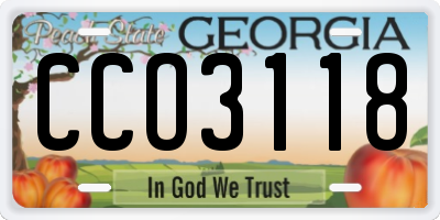 GA license plate CCO3118