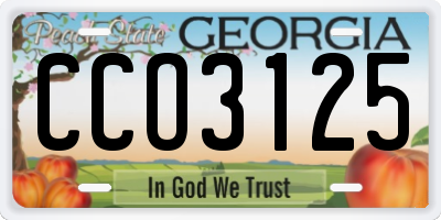 GA license plate CCO3125