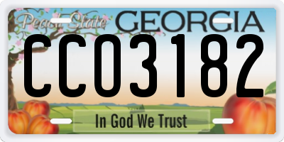 GA license plate CCO3182