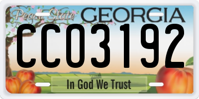 GA license plate CCO3192