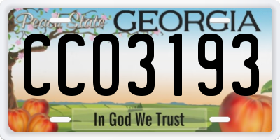 GA license plate CCO3193