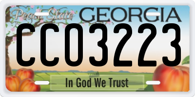 GA license plate CCO3223