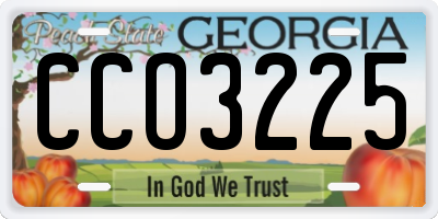 GA license plate CCO3225