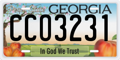 GA license plate CCO3231