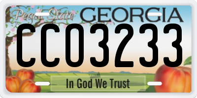GA license plate CCO3233