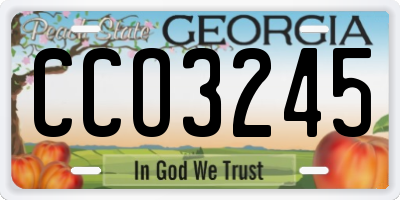 GA license plate CCO3245
