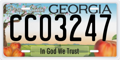 GA license plate CCO3247