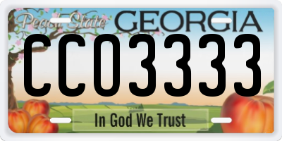 GA license plate CCO3333