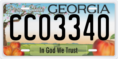 GA license plate CCO3340