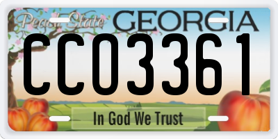 GA license plate CCO3361