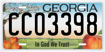 GA license plate CCO3398