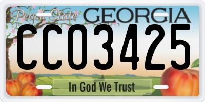 GA license plate CCO3425