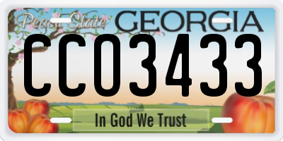 GA license plate CCO3433