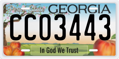 GA license plate CCO3443