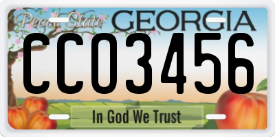 GA license plate CCO3456