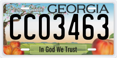 GA license plate CCO3463