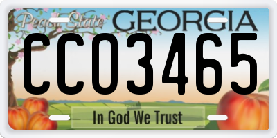 GA license plate CCO3465