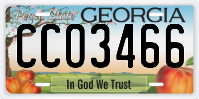 GA license plate CCO3466