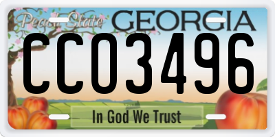 GA license plate CCO3496