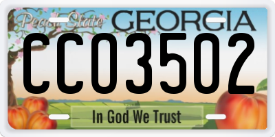 GA license plate CCO3502