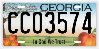GA license plate CCO3574