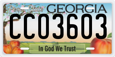 GA license plate CCO3603