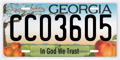 GA license plate CCO3605
