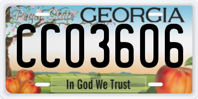 GA license plate CCO3606
