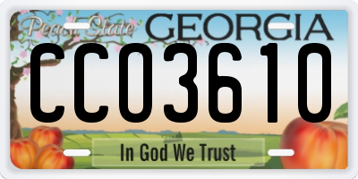 GA license plate CCO3610