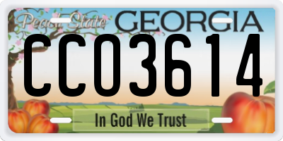 GA license plate CCO3614