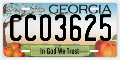 GA license plate CCO3625
