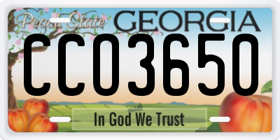 GA license plate CCO3650