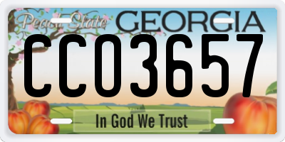 GA license plate CCO3657