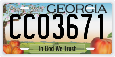 GA license plate CCO3671