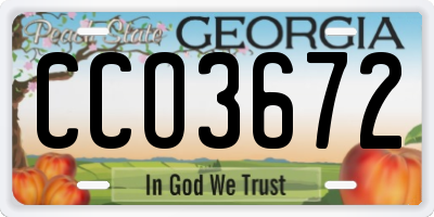 GA license plate CCO3672